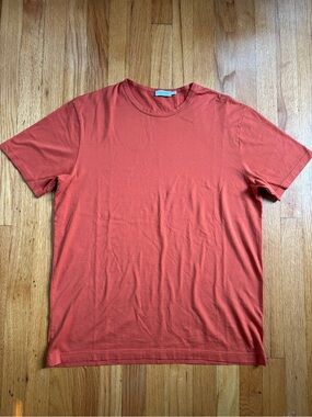 Sunspel Short Sleeve Crewneck T-Shirt in Rust Orange